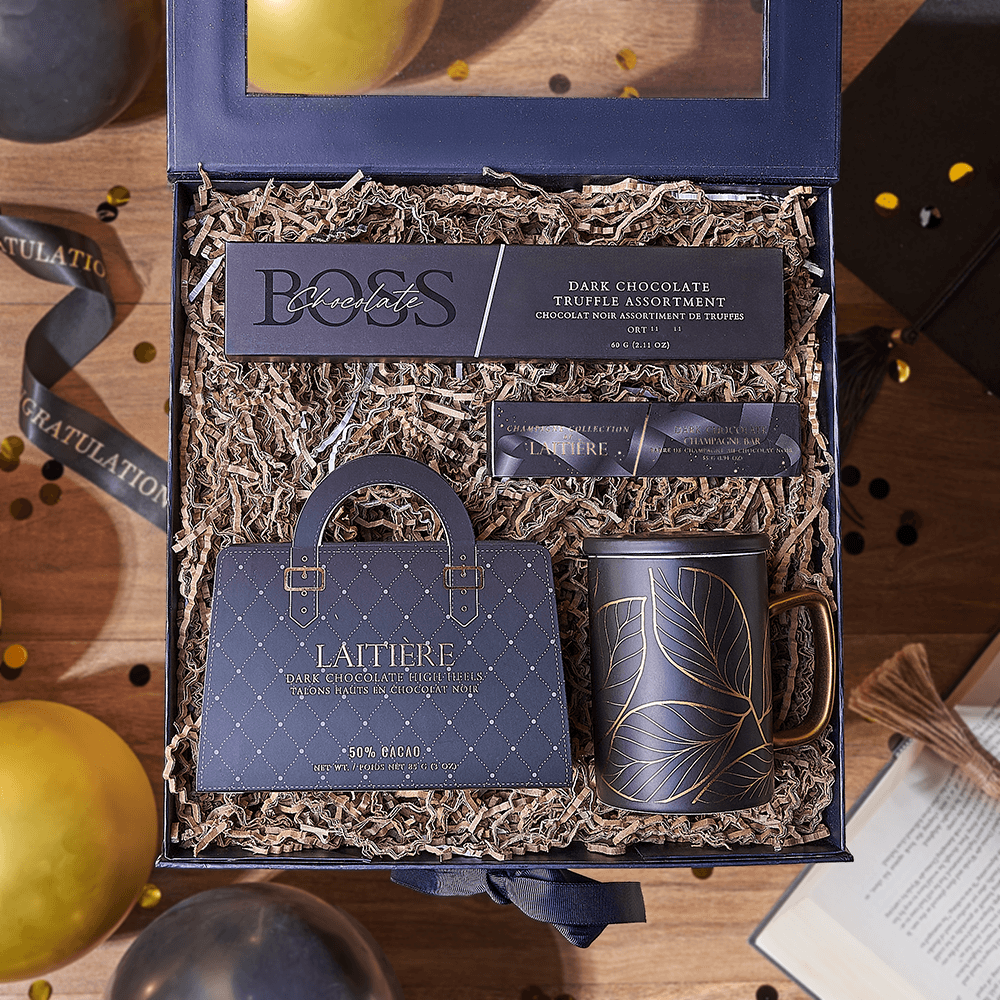 Graduation Mug and Chocolate Gift – how the gift is presented