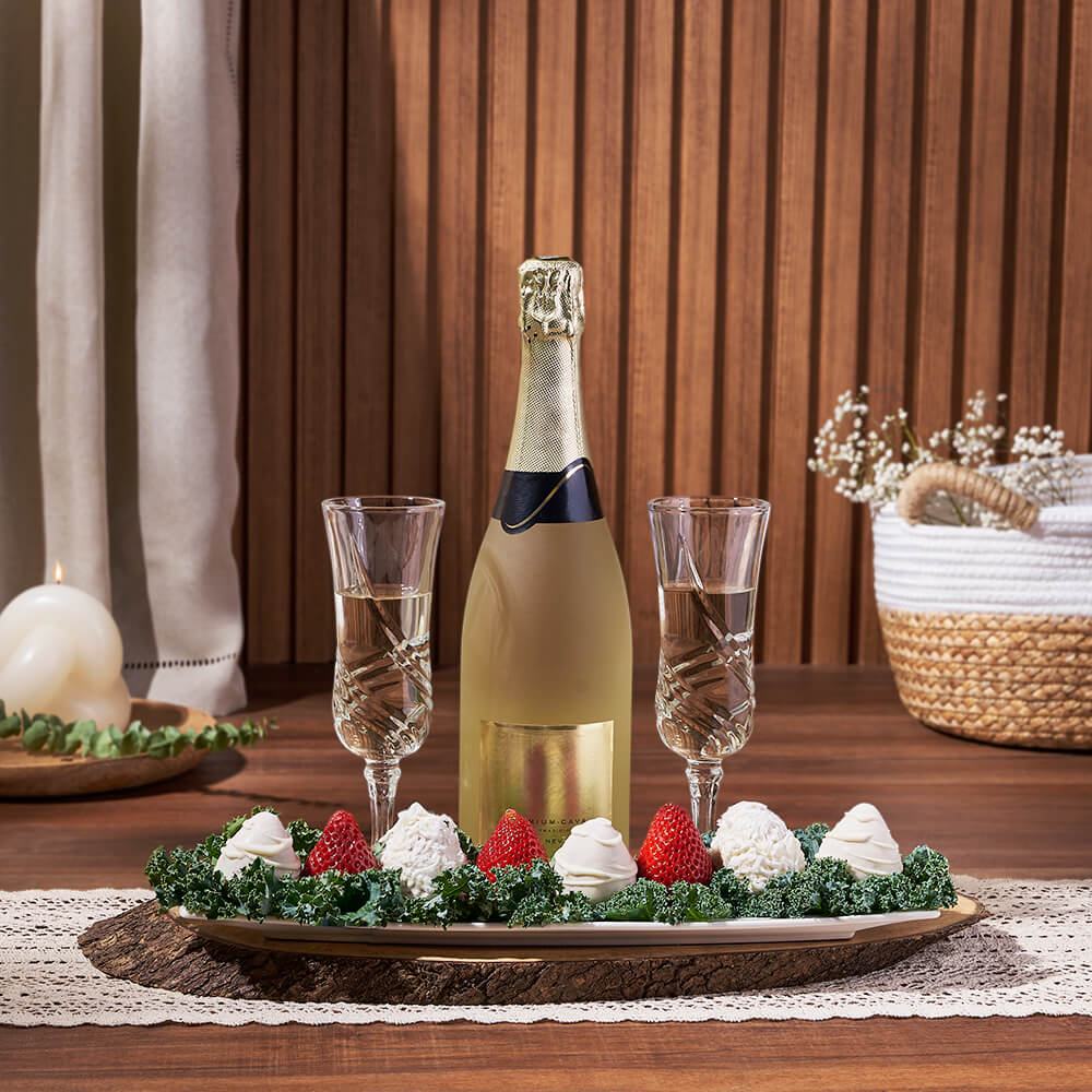 Chocolate Strawberry &amp; Champagne Gift Board, champagne gift, champagne, sparkling wine gift, sparkling wine, chocolate dipped strawberry gifts, chocolate dipped strawberries, Toronto delivery