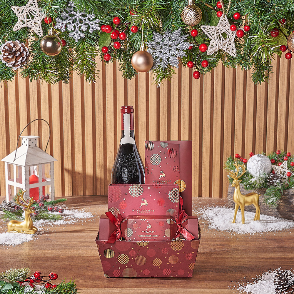 Christmas Morning Wine Basket – how the gift is presented