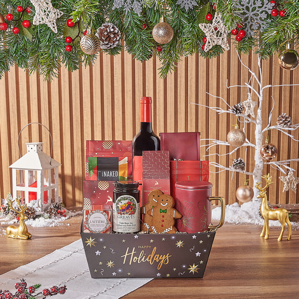 Christmas Tea &amp; Treat Gift Set, christmas gift, christmas, wine gift, wine, cookie gift, cookie, chocolate gift, chocolate, Toronto delivery