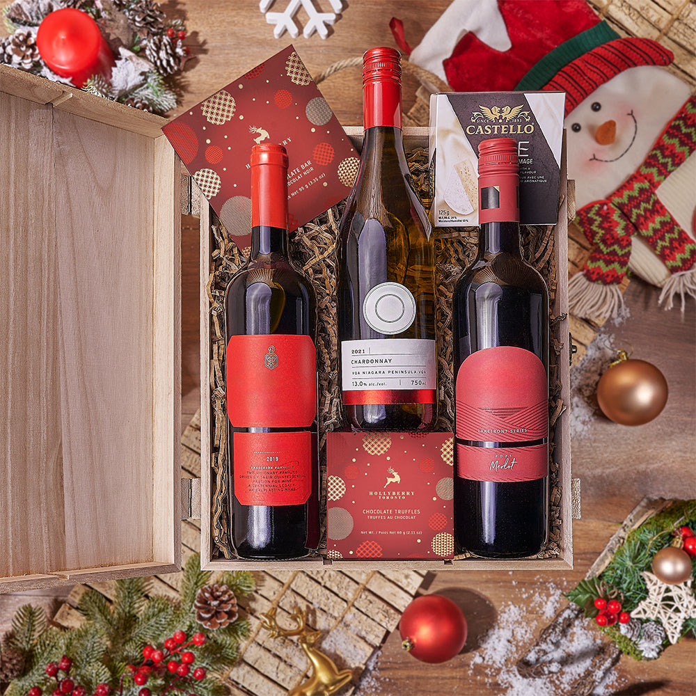 Christmas Three Wine Bottle Gift – how the gift is presented
