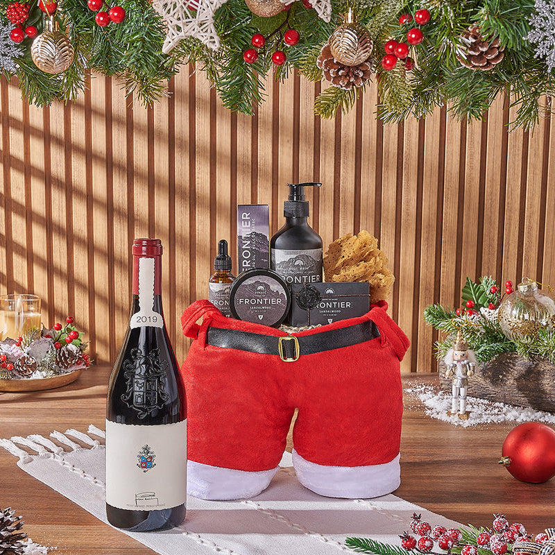 Christmas Wine & Spa Gift Bag, wine gift, wine, spa gift, spa, men's spa gift, men's spa, Christmas gift, Christmas, Toronto delivery