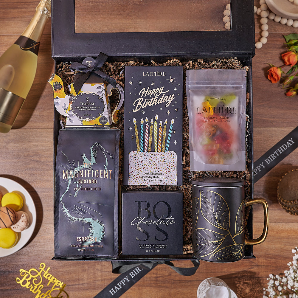 Chocolate and Coffee Birthday Gift Box – how the gift is presented