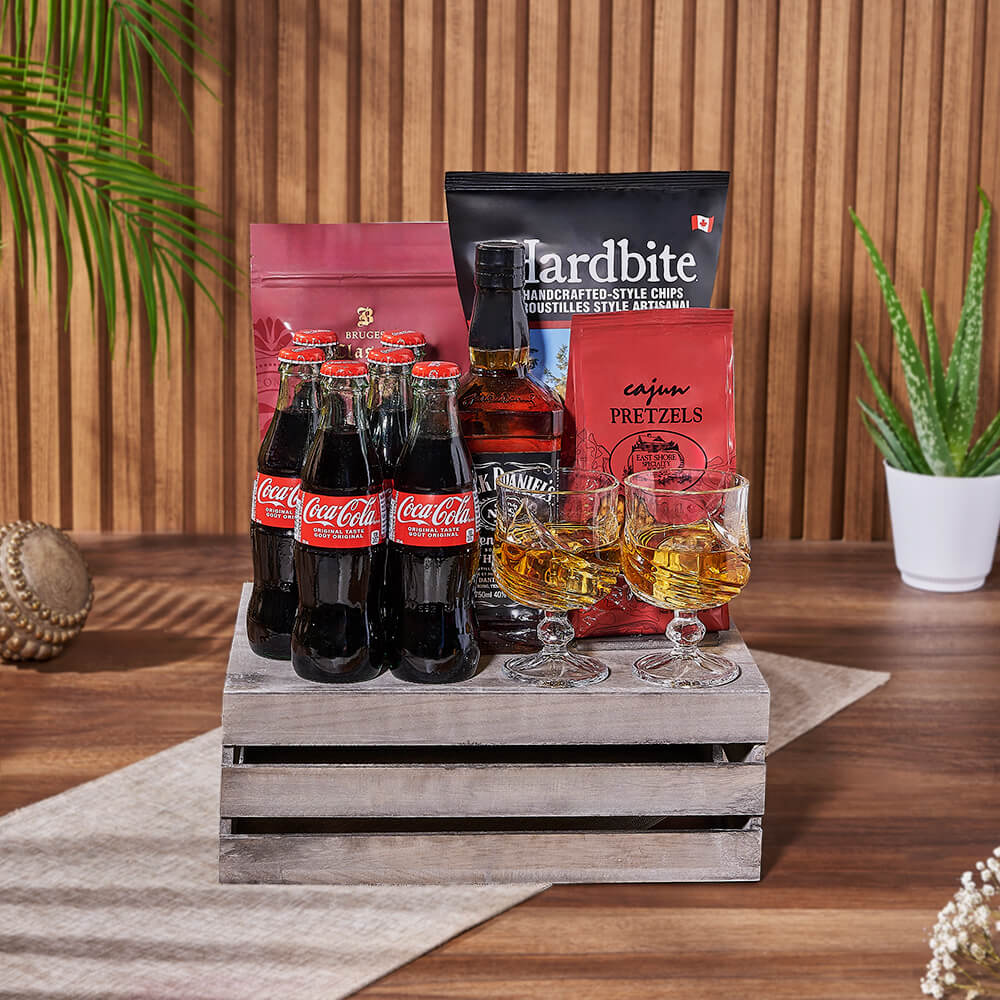 Coke &amp; Snacks Liquor Gift Crate, liquor gift, liquor, soda gift, soda, Toronto delivery