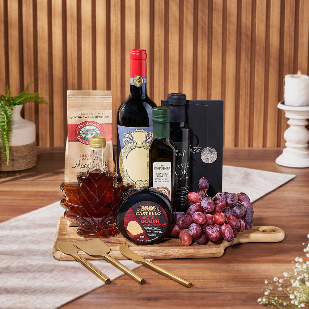 Wine Gift Basket with Balsamic Vinegar – how the gift is presented