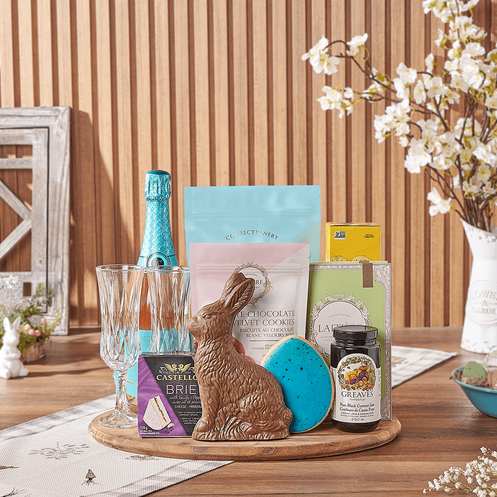 Sparkling Wine and Gourmet Easter Celebration Gift – how the gift is presented
