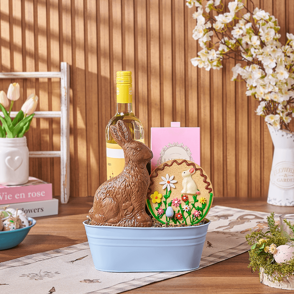 Easter Wine & Chocolate Bunny Gift, wine gift, wine, chocolate gift, chocolate, easter gift, easter, Toronto delivery