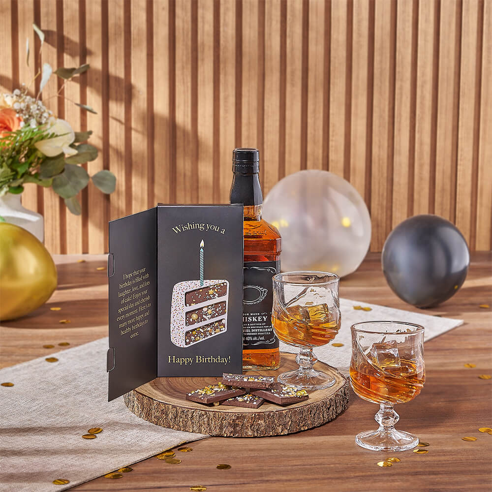 Custom Birthday Gift Baskets - Exceptional Birthday Spirits Gift Set
