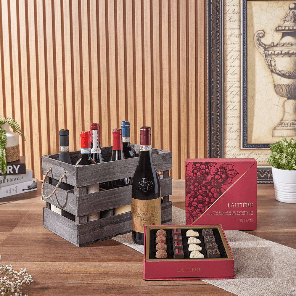 Exceptional Wine Gift Crate - Table Wines, wine gift, wine, chocolate gift, chocolate, luxury gift, luxury, Toronto delivery