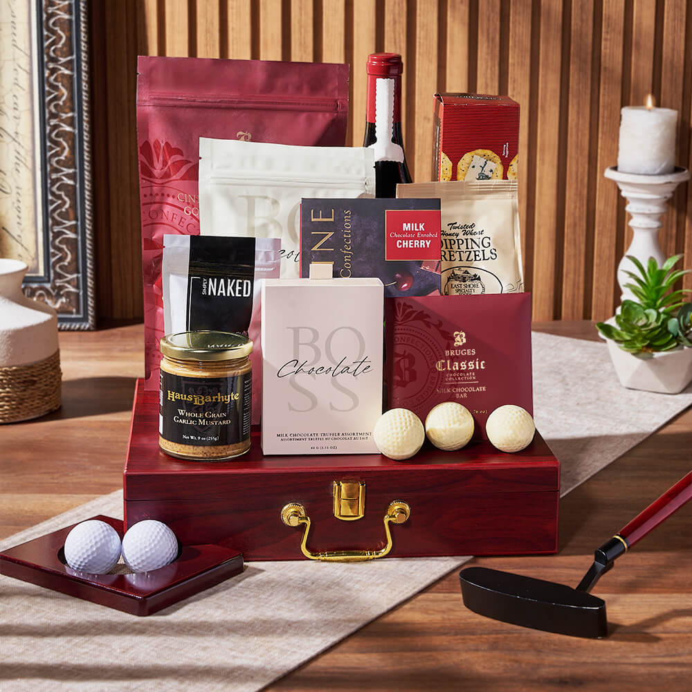 Executive Golf Wine &amp; Snack Gift Set, wine gift, wine, chocolate gift, chocolate, golf gift, golf, Toronto delivery