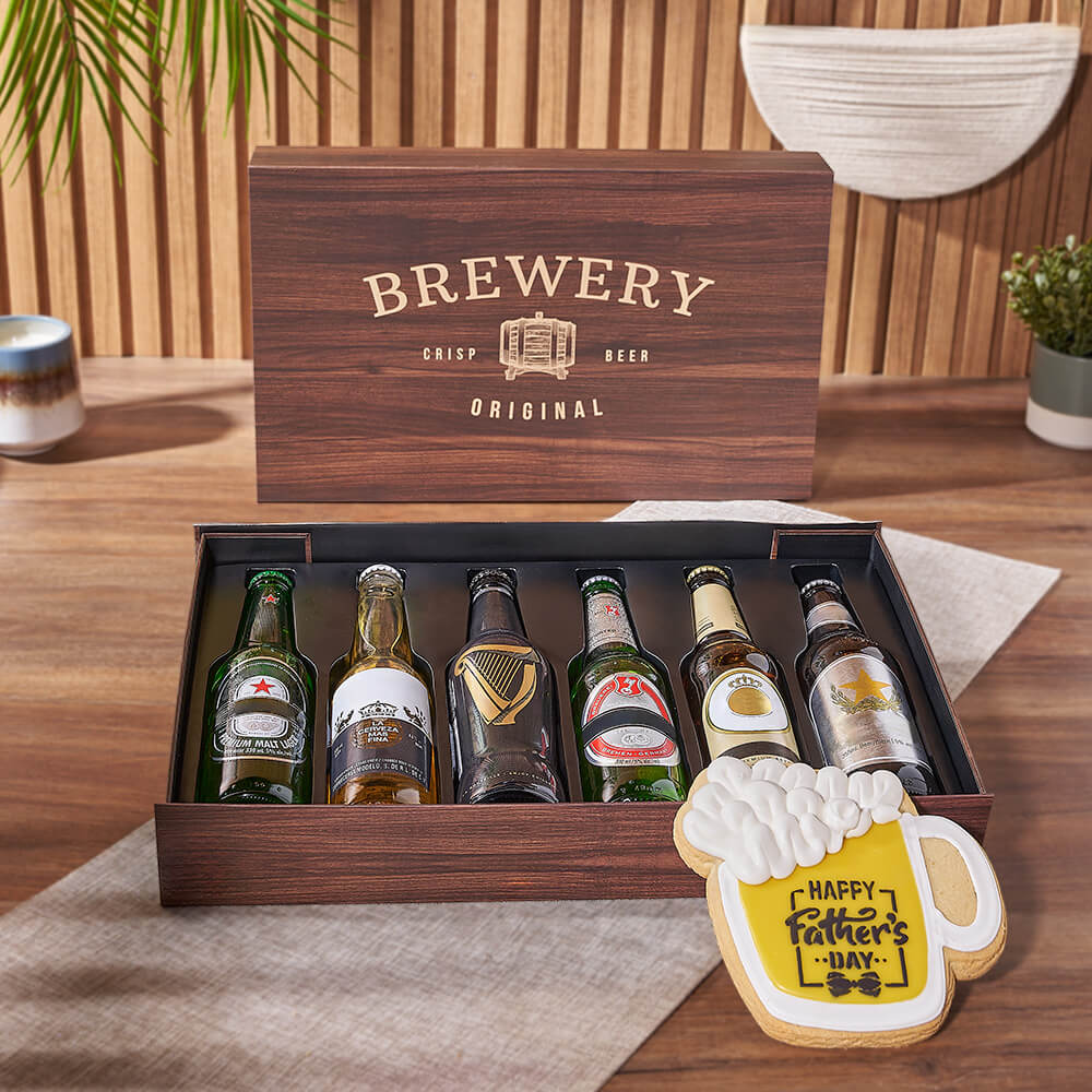 Father's Day Six-Pack Beer Gift Box with Decorative Cookie – how the gift is presented
