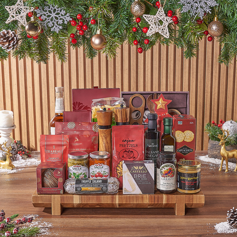 Holiday Whiskey and Gourmet Food Gift Crate – how the gift is presented