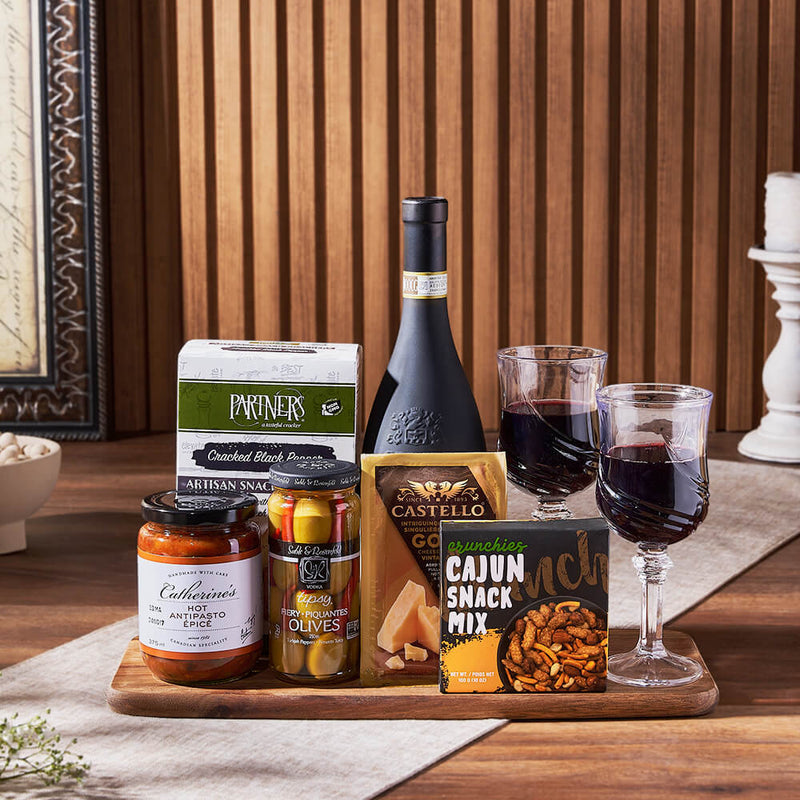 From Italy With Love Wine & Cheese Gift Basket, wine gift, wine, cheese gift, cheese, appetizer gift, appetizer, Toronto delivery