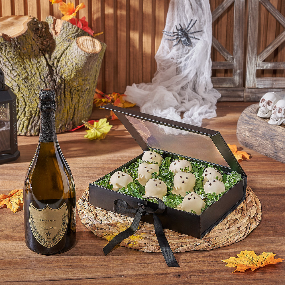A stunning way to celebrate the spooky occasion, the Ghostly Strawberry &amp;amp; Champagne Gift is a surefire delight, Toronto delivery 