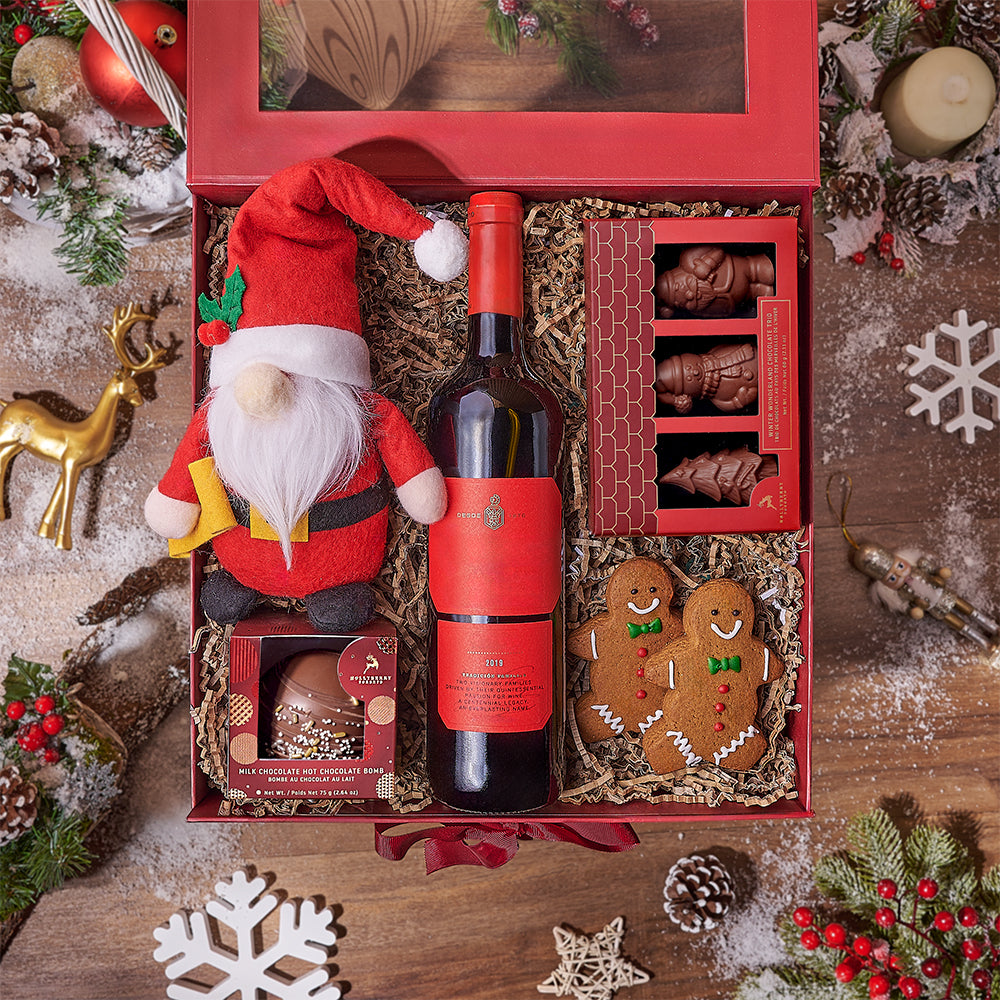 Gingerbread Man &amp; Wine Gift Set, wine gift, wine, chocolate gift, chocolate, christmas gift, christmas, Toronto delivery