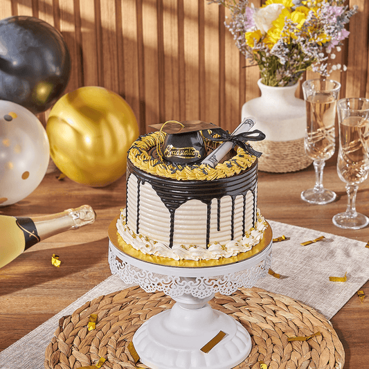 Gold Graduation Cake, cake gift, cake, graduation gift, graduation, baked goods gift, baked goods, Toronto delivery