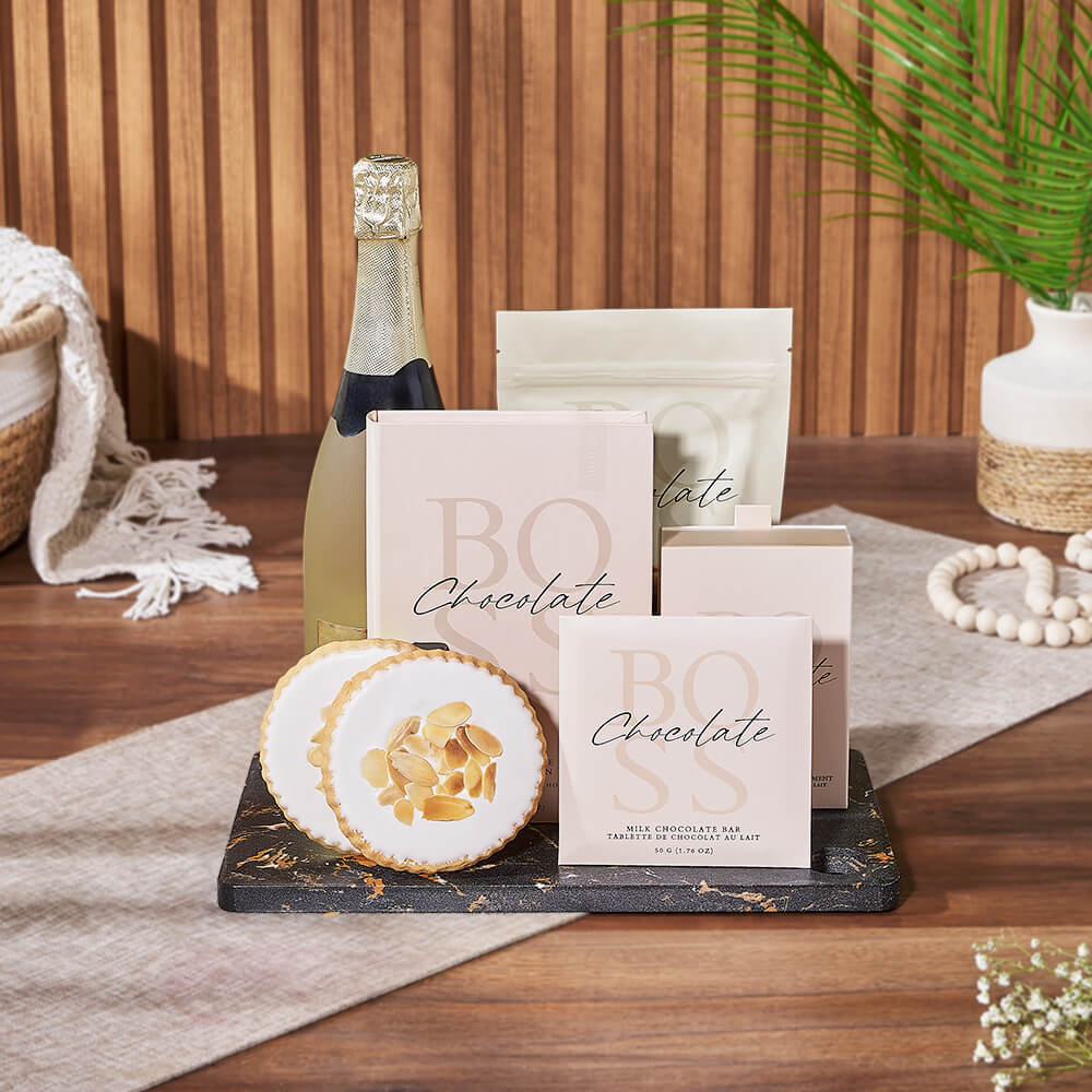 Gourmet Cookies &amp; Champagne Gift Basket, champagne gift, champagne, sparkling wine gift, sparkling wine, chocolate gift, chocolate, Toronto delivery