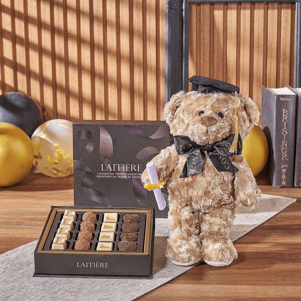 Graduation Bear & Truffle Gift - Toronto Baskets