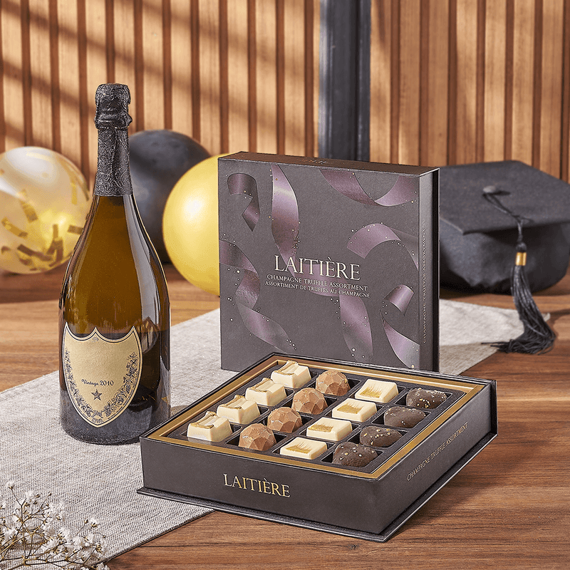 Graduation Champagne & Truffle Gift, graduation gift, graduation, champagne gift, champagne, sparkling wine gift, sparkling wine, chocolate gift, chocolate, Toronto delivery