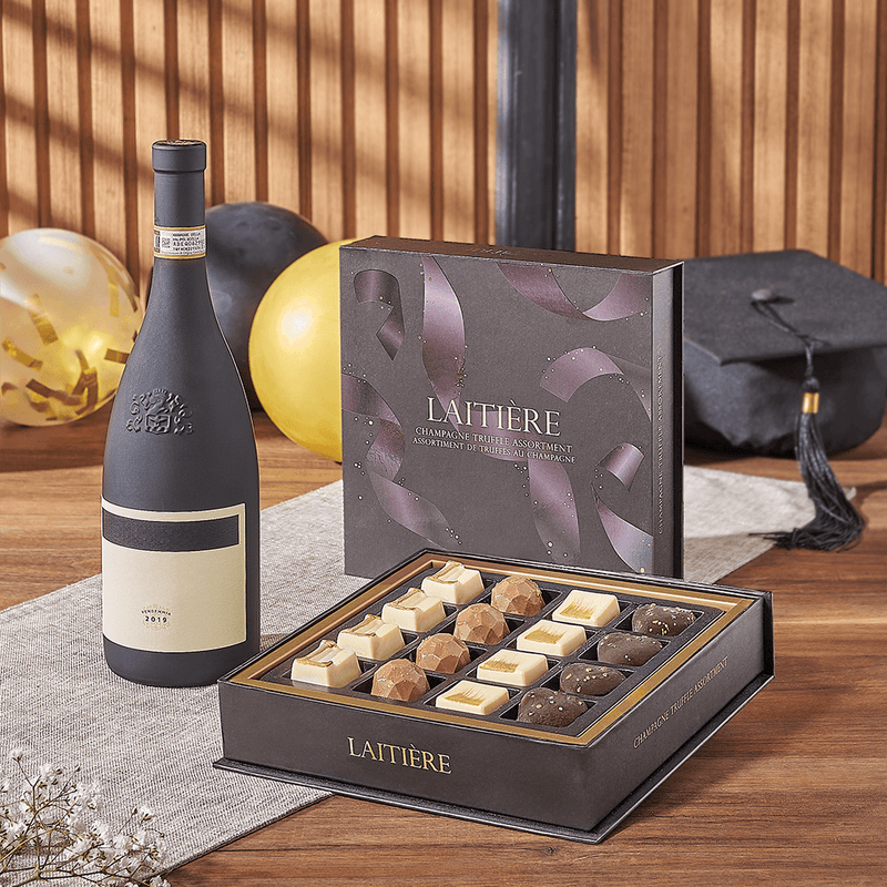 Graduation Wine & Truffle Gift, graduation gift, graduation, wine gift, wine, chocolate gift, chocolate, Toronto delivery