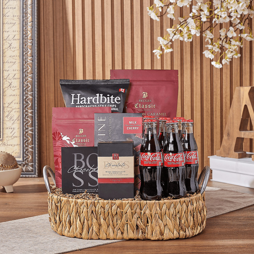 Halal Celebration Soda and Chocolate Basket – how the gift is presented