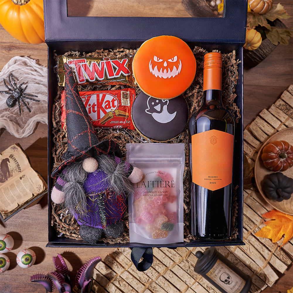Halloween Wine &amp; Treats Box, wine gift, wine, cookie gift, cookie, halloween gift, halloween, Toronto delivery