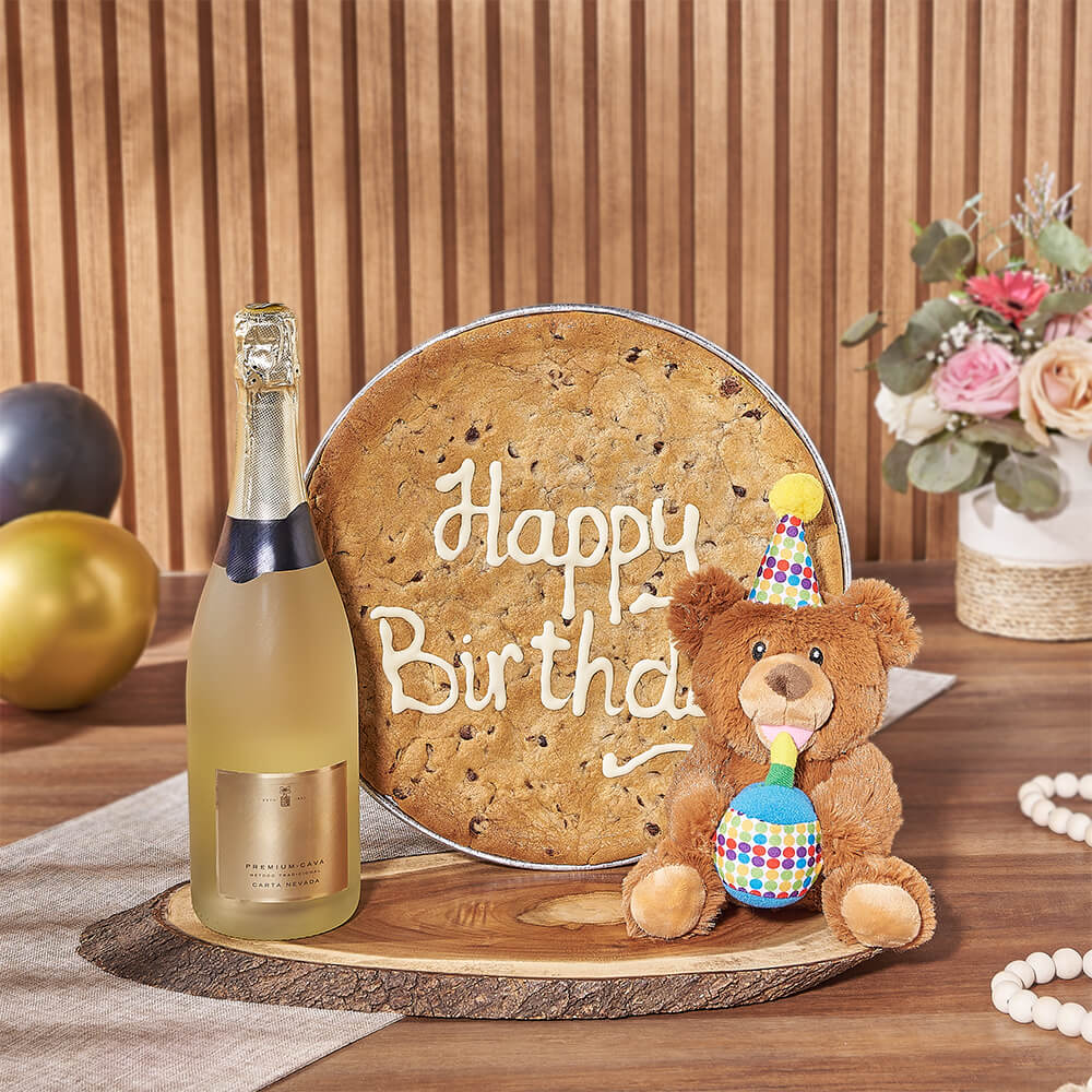 Sparkling Wine and Bear Birthday Gift – how the gift is presented