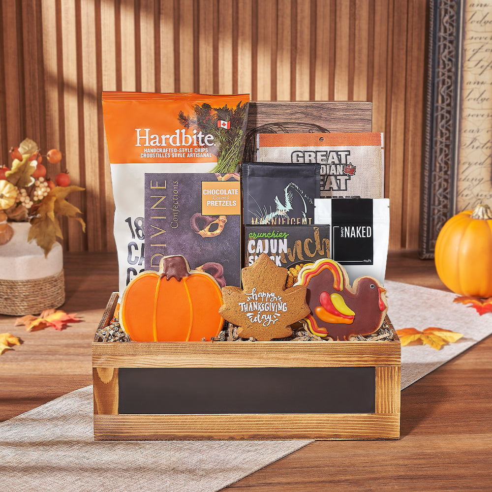 Premium Thanksgiving Snack Assortment Gift Basket – how the gift is presented