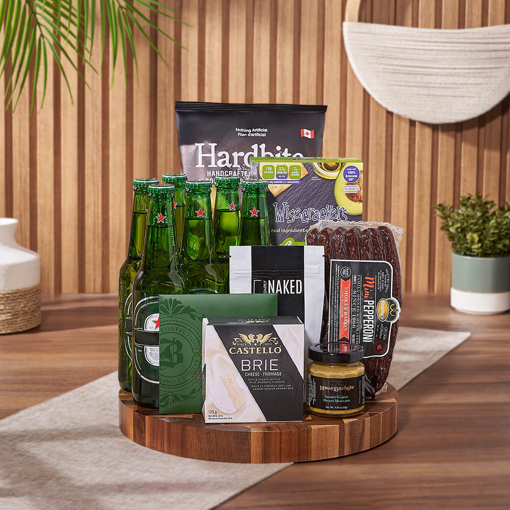 Heineken Beer & Snacks Basket, beer gift, beer, Heineken gift, Heineken, charcuterie gift, charcuterie, Toronto delivery