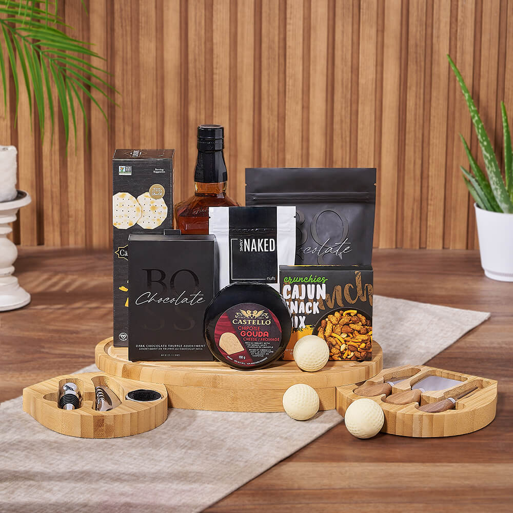 Liquor and Golf Gourmet Gift Set – how the gift is presented