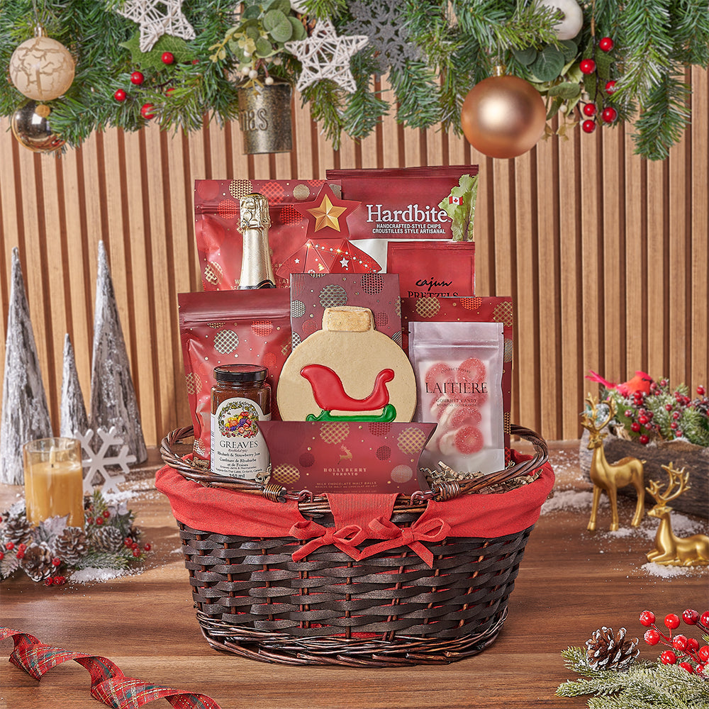 Holiday Champagne &amp; Snack Basket, champagne gift, champagne, sparkling wine gift, sparkling wine, christmas gift, christmas, Toronto delivery