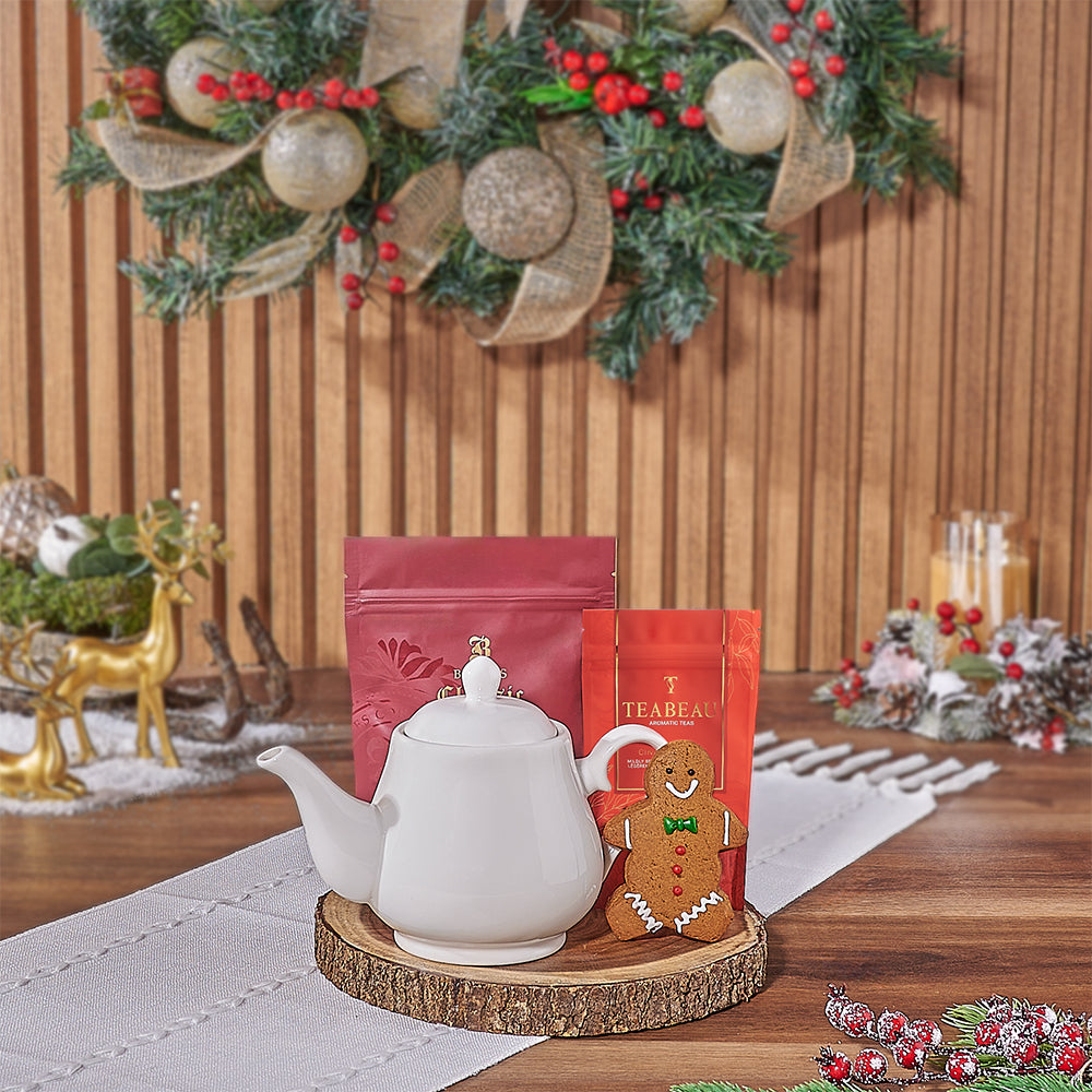 Holiday Tea &amp; Cookies Gift Basket, tea gift, tea, cookie gift, cookie, Christmas gift, christmas, Toronto delivery