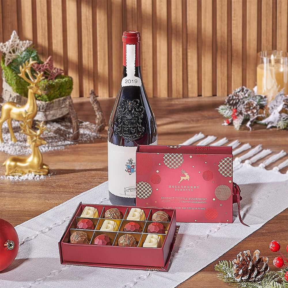 Holiday Wine &amp; Chocolate Gift, wine gift, wine, christmas gift, christmas, chocolate gift, chocolate, Toronto delivery