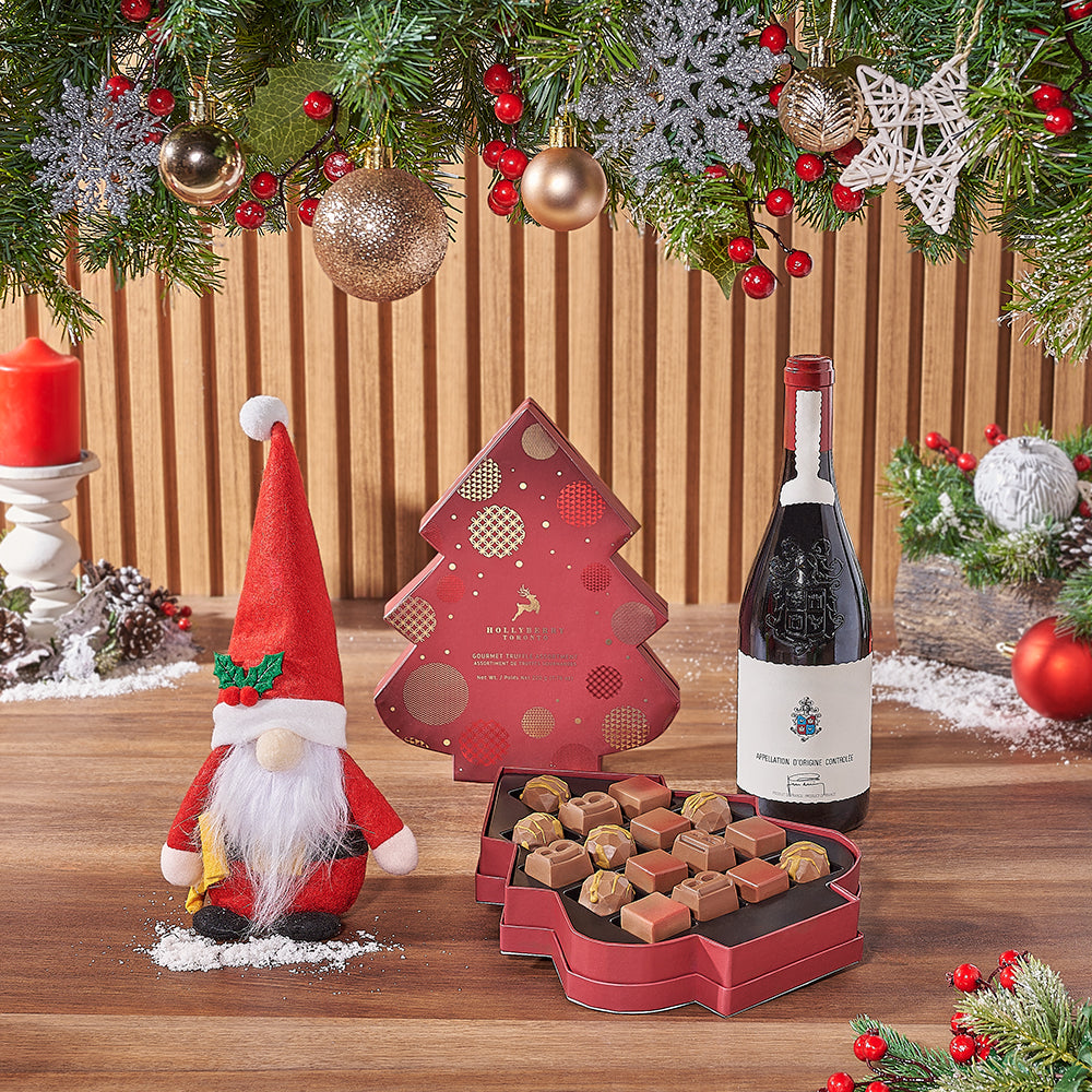Holiday Wine &amp; Santa Gift Basket, wine gift, wine, chocolate, gift, chocolate, Christmas gift, christmas, Toronto delivery