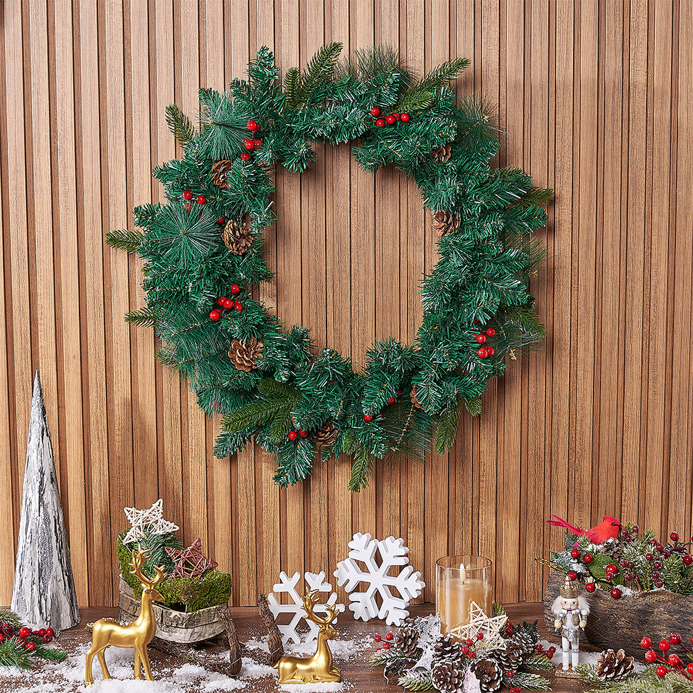 Holiday Faux Christmas Wreath Decorative Gift Basket – how the gift is presented