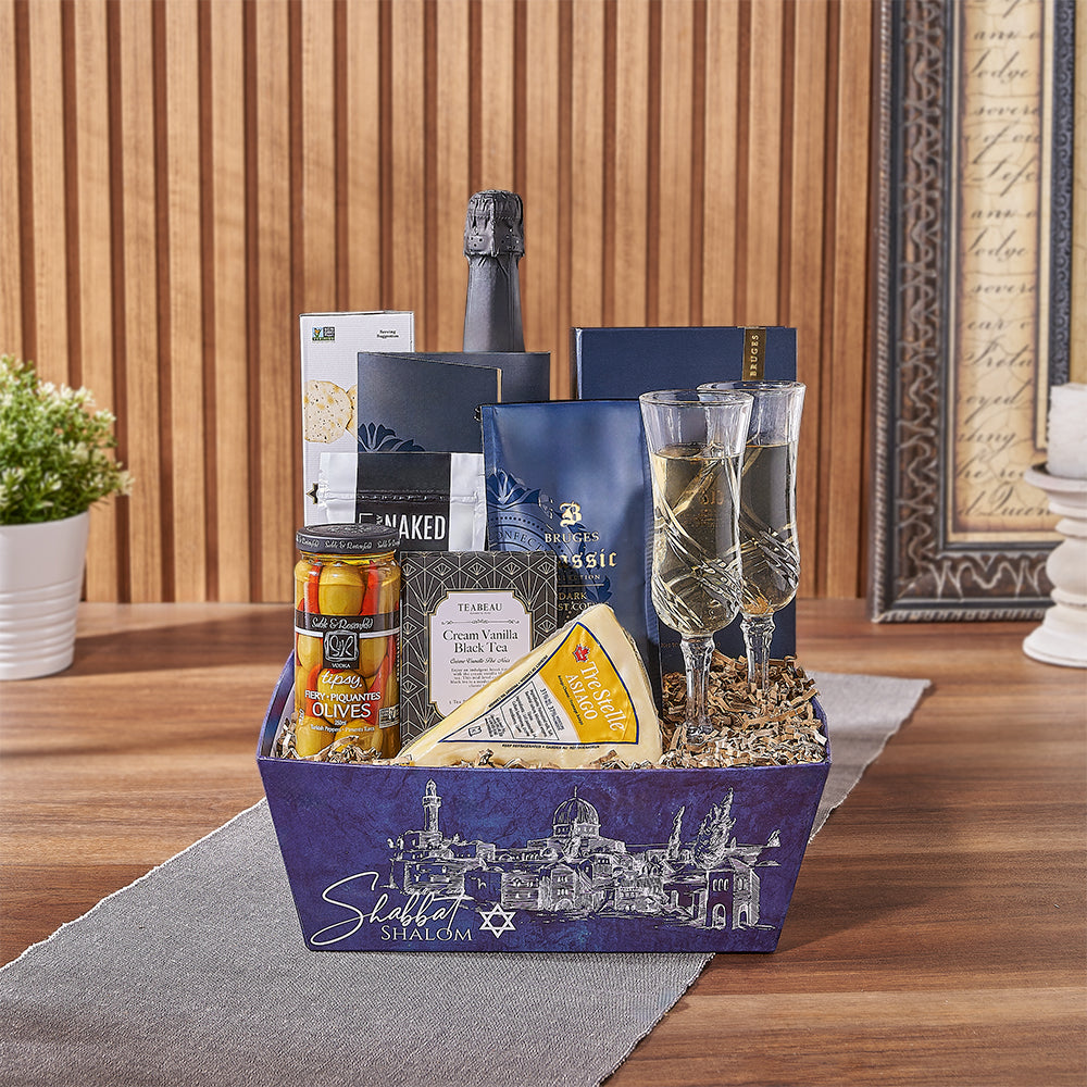 Kosher Champagne &amp; Cheese Basket from Toronto Baskets - Champagne Gift Set - Toronto Delivery