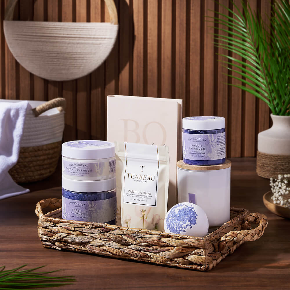 Vanilla Chai Lavender Bath Crate – how the gift is presented