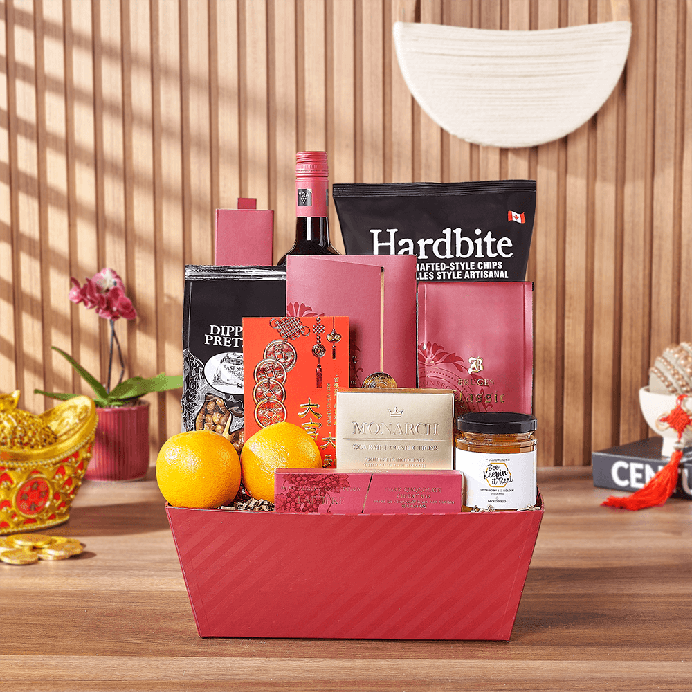 Lucky Wine &amp; Snack Gift Set, wine gift, wine, chinese new year gift, chinese new year, lunar new year gift, lunar new year, Toronto delivery