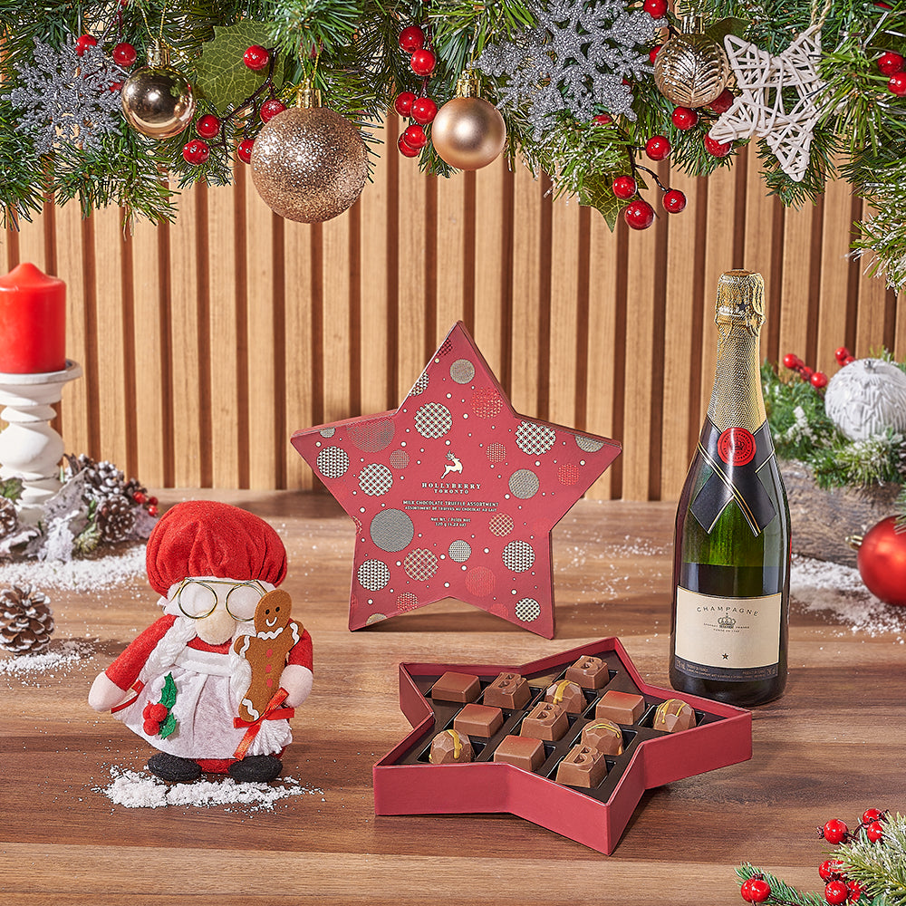 Mrs. Claus Champagne &amp; Chocolate Gift Set, Christmas gift, Christmas, chocolate gift, chocolate, Toronto delivery