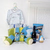 "New Parent Luxury Gift Basket" Wine with Plush Toy, Baby shirt, and pant from Toronto Baskets - Toronto Delivery