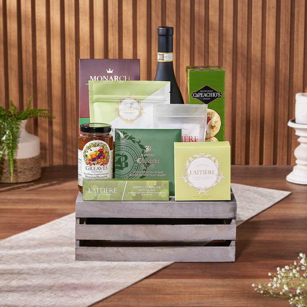Oakridge Wine & Snack Gift Crate, wine gift, wine, chocolate gift, chocolate, cookie gift, cookie, Toronto delivery