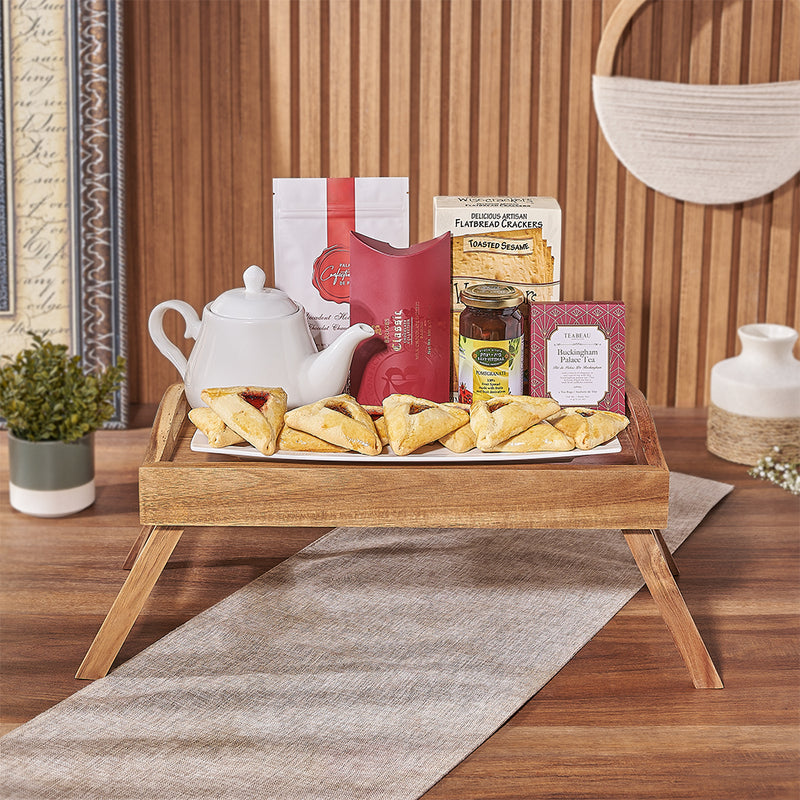 Purim Tea & Hot Cocoa Gift Tray, tea gift, tea, hot chocolate gift, hot chocolate, purim gift, purim, kosher gift, kosher, Toronto delivery