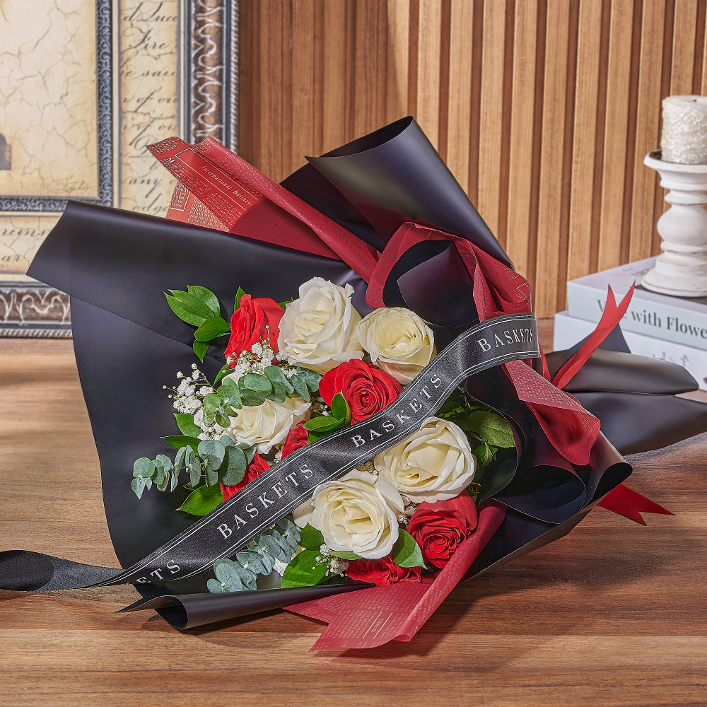Red &amp; White Rose Bouquet, rose gift, rose, flower gift, flower, bouquet gift, bouquet, Toronto delivery
