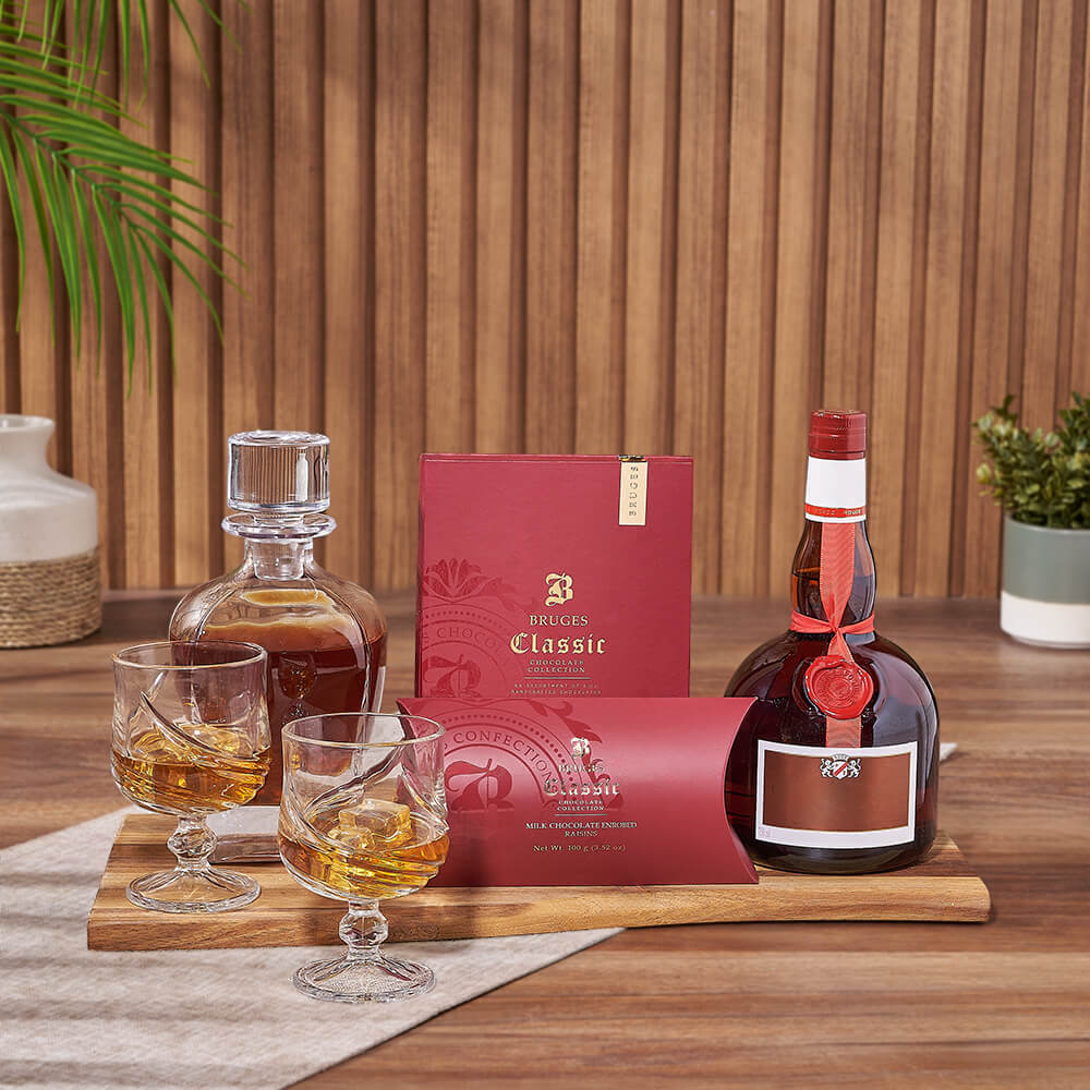 Refined Decanter &amp; Liquor Gift Set, liquor gift, liquor, decanter gift, decanter, chocolate gift, chocolate, Toronto delivery
