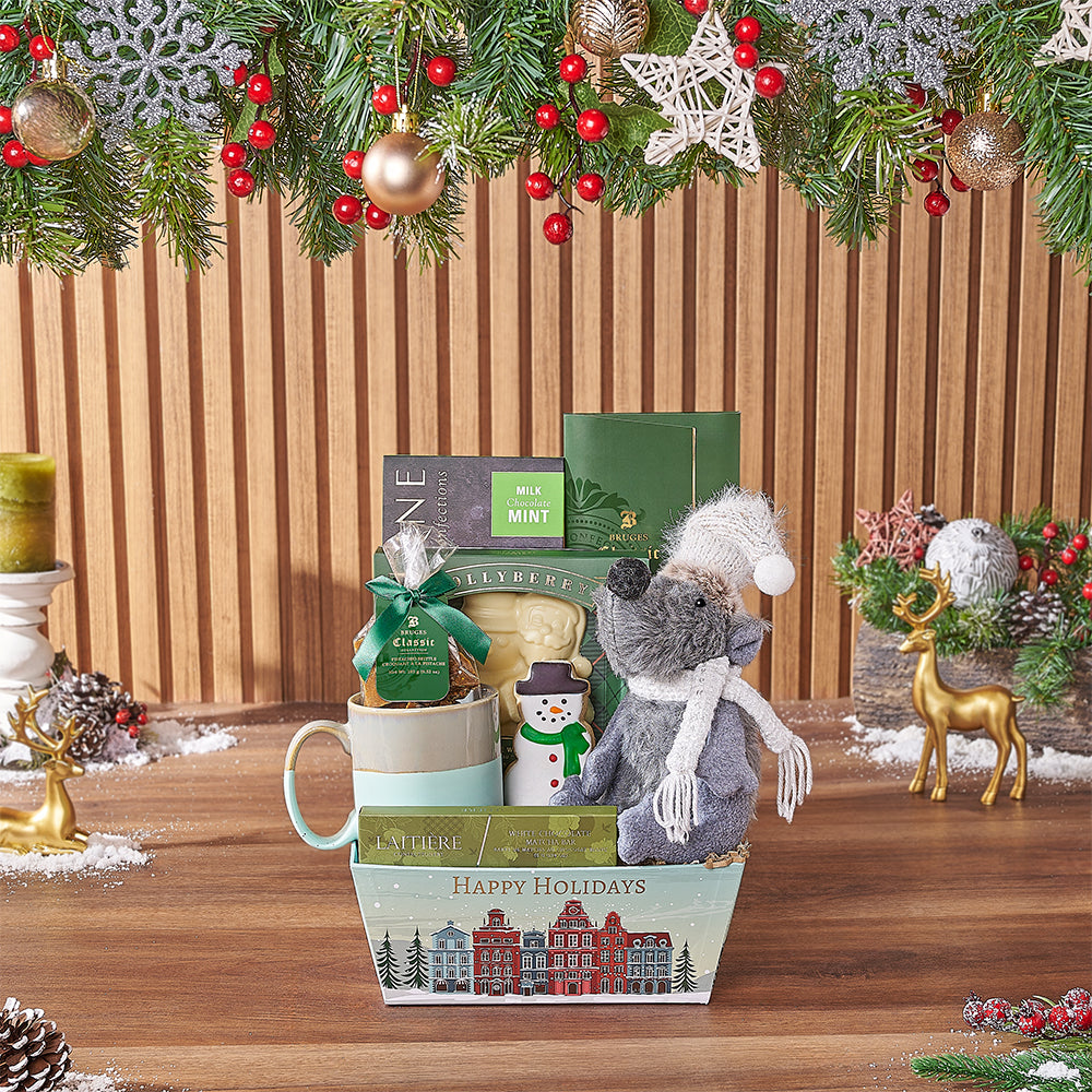 Holiday Delight Milk Chocolate Gift Basket – how the gift is presented