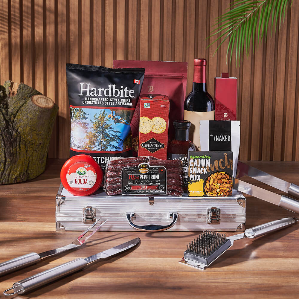 Smokin’ BBQ Grill Gift Set with Wine, wine gift, wine, grilling gift, grilling, charcuterie gift, charcuterie, cheese gift, cheese, Toronto delivery