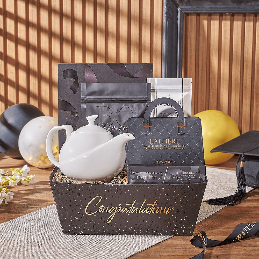 Graduation Congratulations Chocolate and Tea Gift Set – how the gift is presented