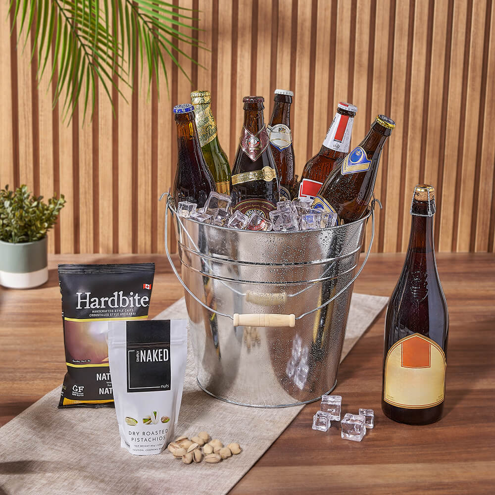 Beer Bucket Gift Set with Pistachios – how the gift is presented