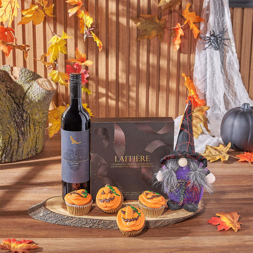 Spooky Wine &amp; Cupcake Gift Set, wine gift, wine, halloween gift, halloween, cupcake gift, cupcake, Toronto delivery