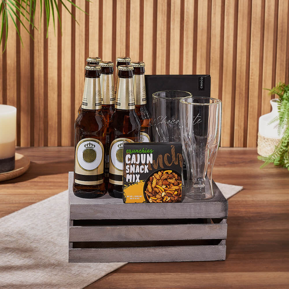 Beer Gift Basket and Snack Mix – how the gift is presented